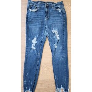 JUDY BLUE Los Angeles Women's 15/32 Distressed Skinny Fit Stretch Denim Jeans